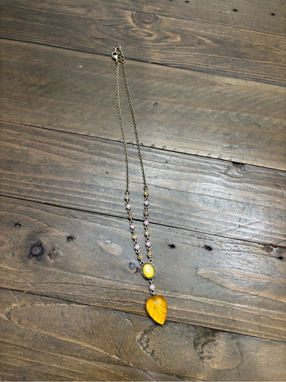 Yellow Leaf Pendant Necklace - Vintage-Inspired Women’s Jewelry